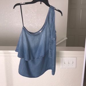 One Shoulder Denim Top